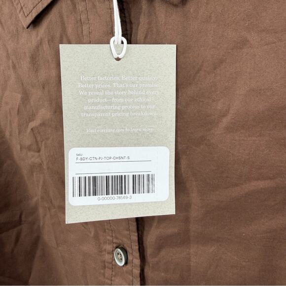 Everlane 100% Cotton Button Down Top in chestnut Size S - Picture 4 of 8